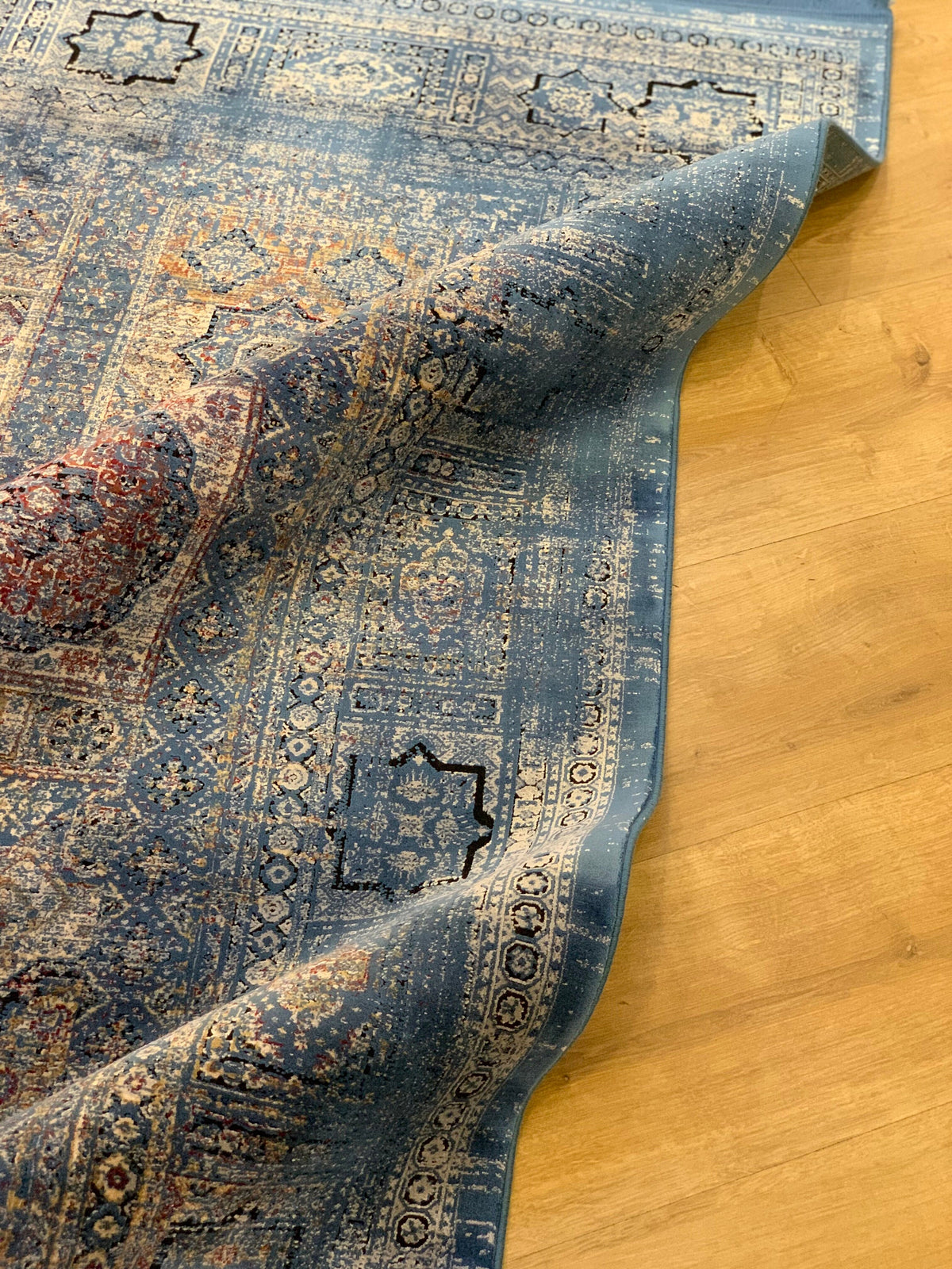 Blue Bamboo Rug, Ethnic Style, 5x8 ft Soft Touch