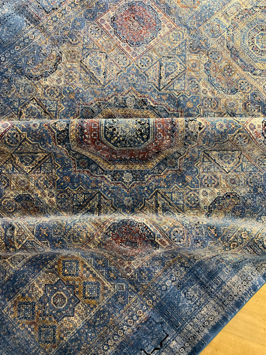 Blue Bamboo Rug, Ethnic Style, 5x8 ft Soft Touch