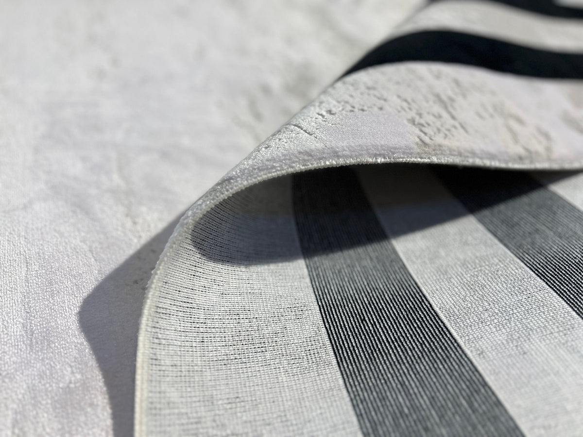 5x8 ft Gray and Black Bamboo Area Rug, Modern Turkish Carpet