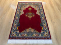 Red Modal Silk Prayer Rug, Luxury Muslim Gift Prayer Mat