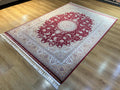 5x8 ft Classic Silk Carpet, Red Base Gold Medallion, Turkish Style