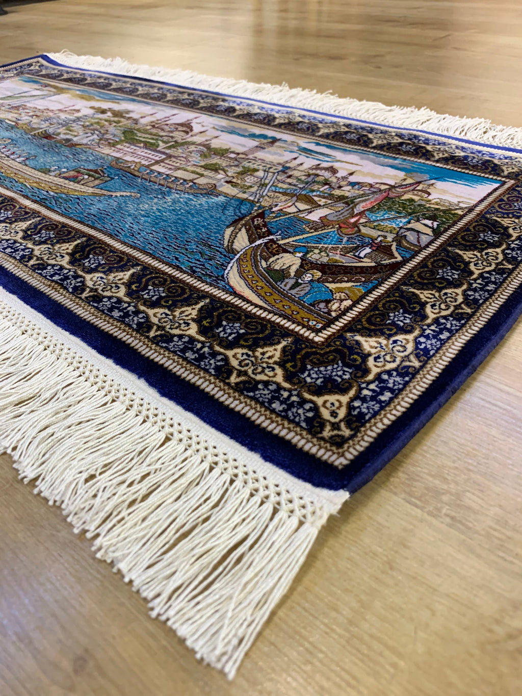 Silk Table Mat, Tapestry, Ottoman Coastal View Rug (2.95X1.32ft)