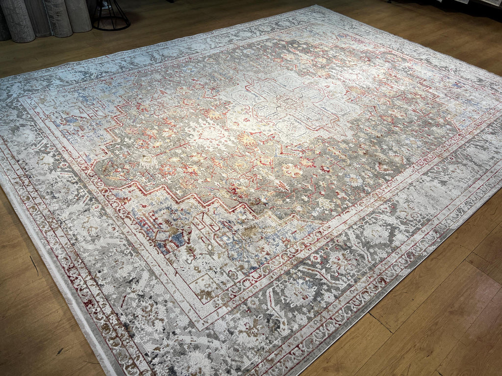 Gray Bamboo Rug, 10x13 ft, Large Classic Traditional Area Rug