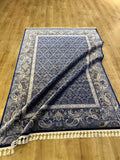 Dark Blue Silk Rug, Turkish Carpet, Luxury Home Decor