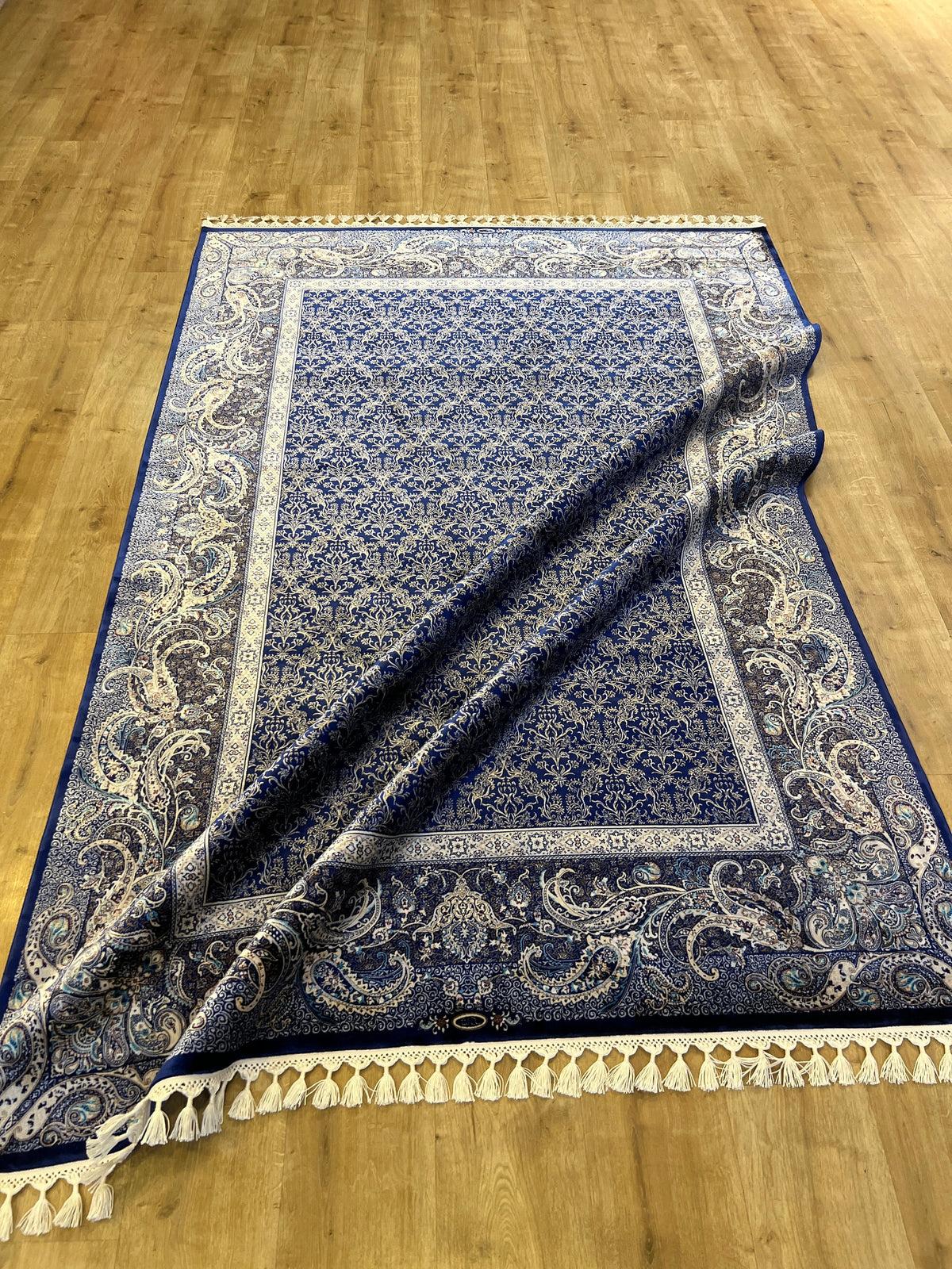Dark Blue Silk Rug, Turkish Carpet, Luxury Home Decor