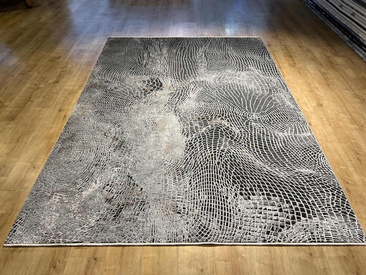 7x10 Ft Gray Abstract Line Bamboo Area Rug