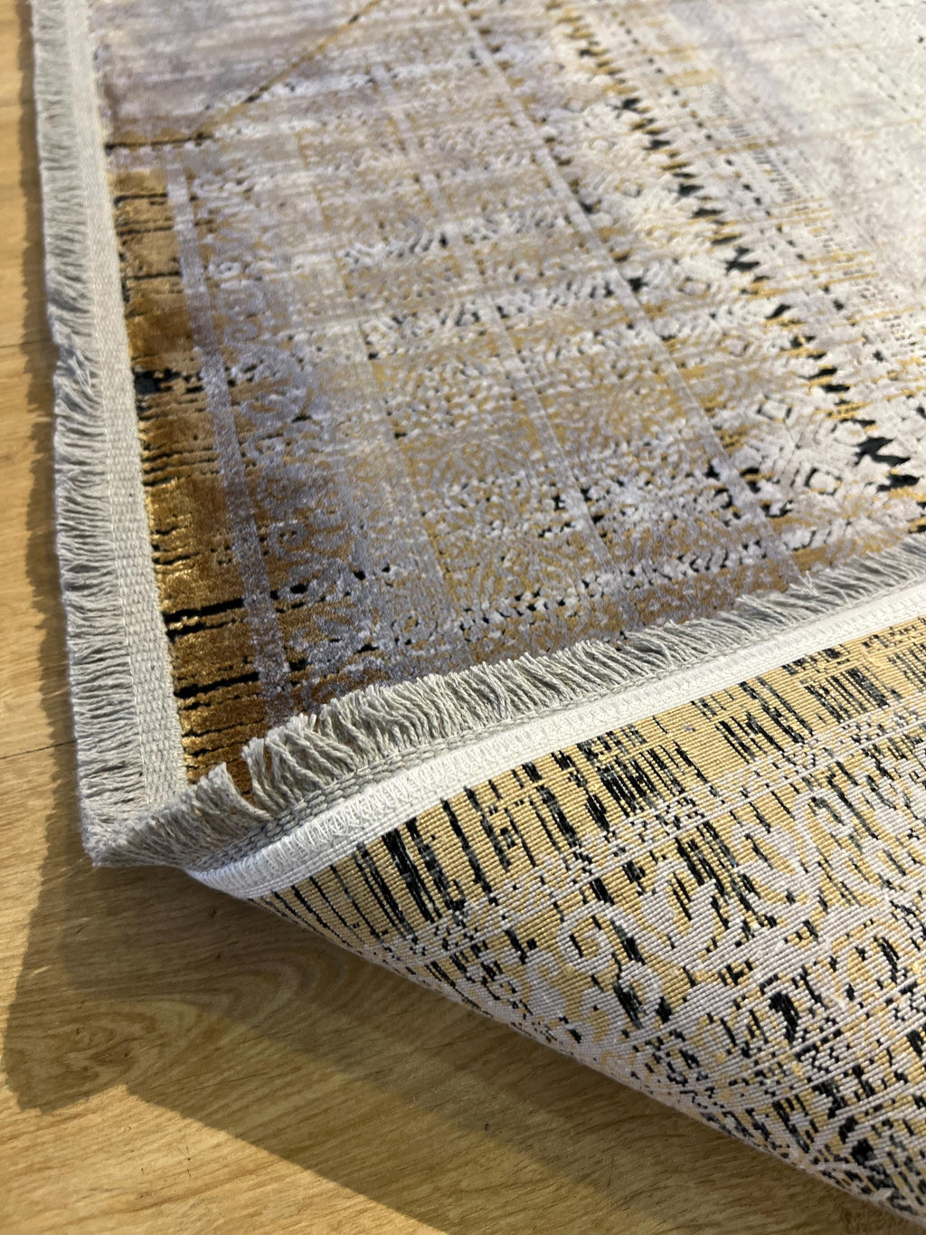 8x11 ft Gray Yellow Geometric Bamboo Rug with Ethnic Patterns, Modern Natural Carpet