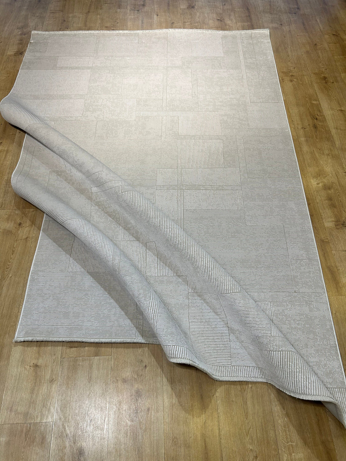 Ivory Bamboo Rug, Modern Striped Pattern Rug
