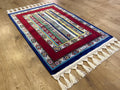 Red Blue Anatolian Style Luxury Silk Decorative Rug, Tapestry