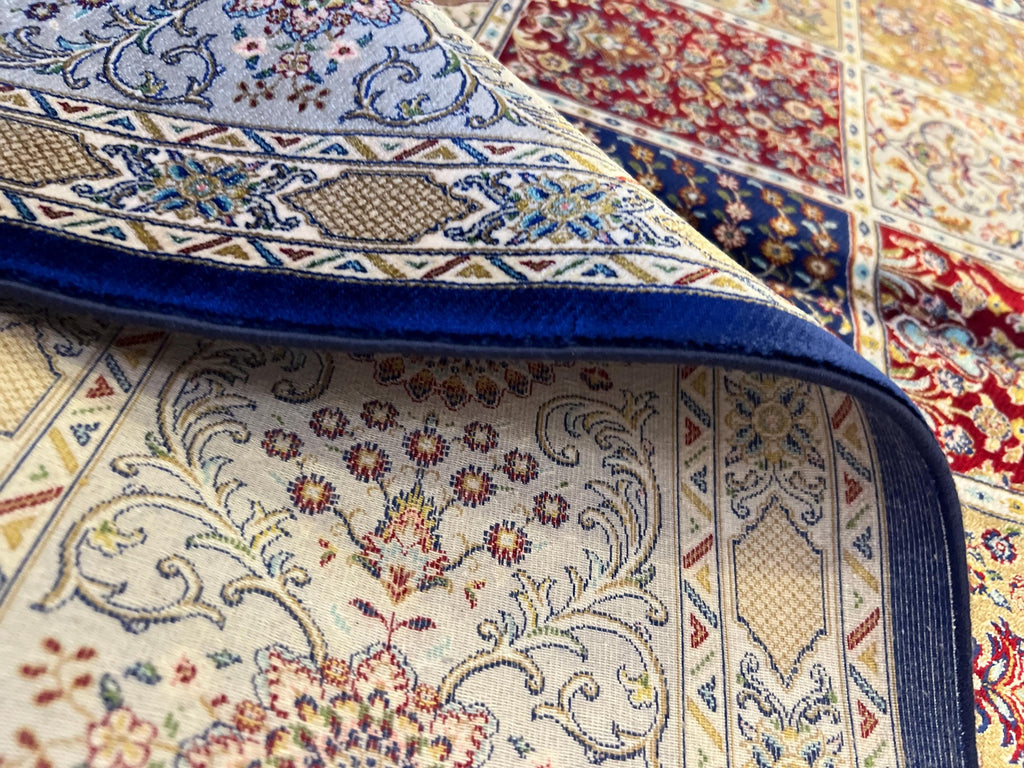 7x10 ft Blue Silk Rug, Classic Traditional Design, Luxury Turkish Style