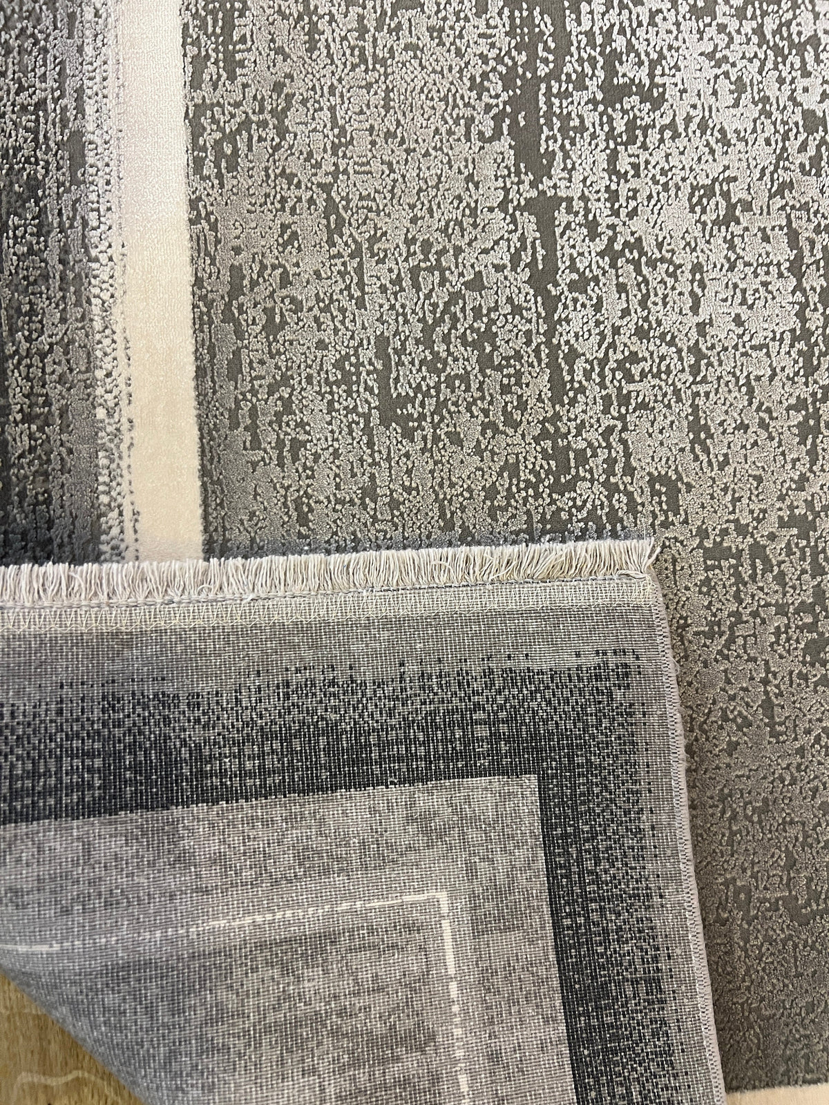 Gray Bamboo Rug, Bordered Modern Bamboo Carpet