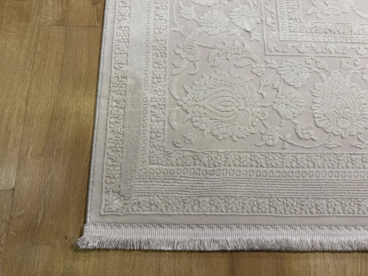 Ivory Rug, Floral Desigm Carpet, Turkish Home Decor