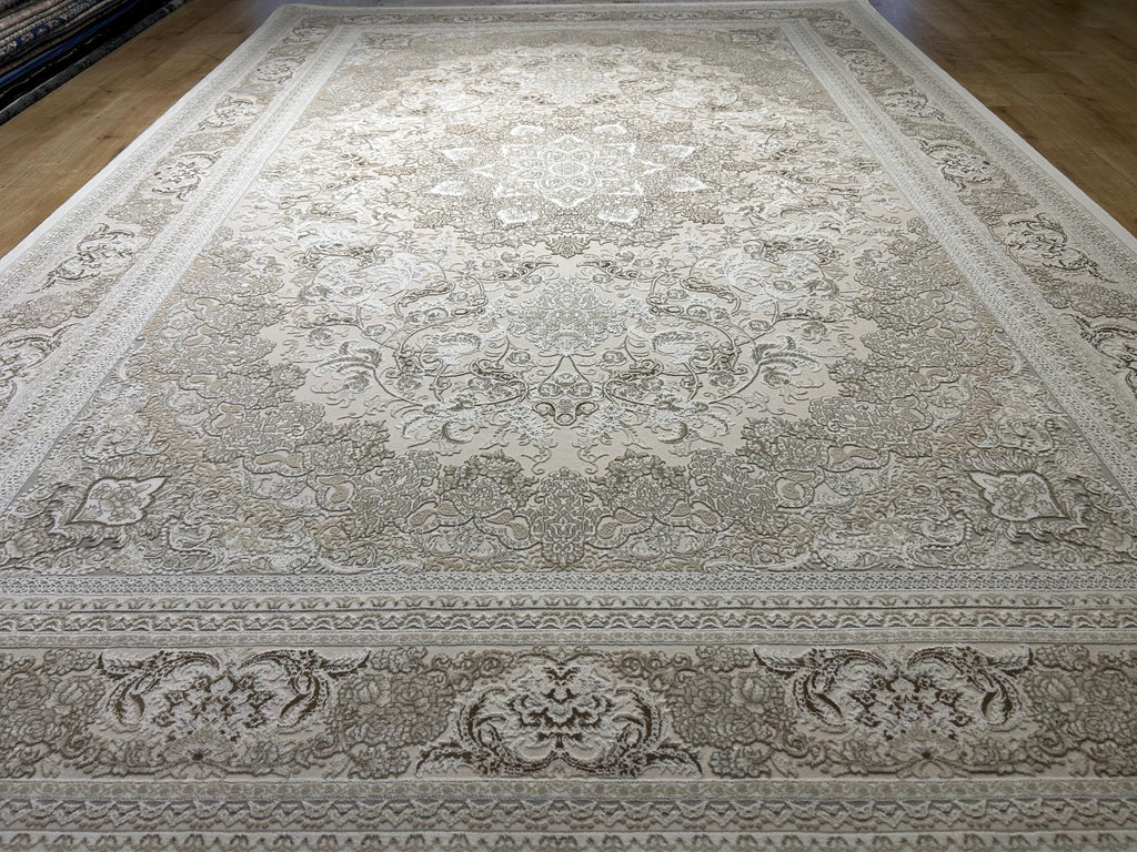 Cream Beige Brown Bamboo Rug, Classic Medallion Bamboo Carpet, Turkish Style Home Decor
