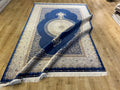 7x10 ft Blue Silk Rug, Classic Medallion Design, Luxury Turkish Style
