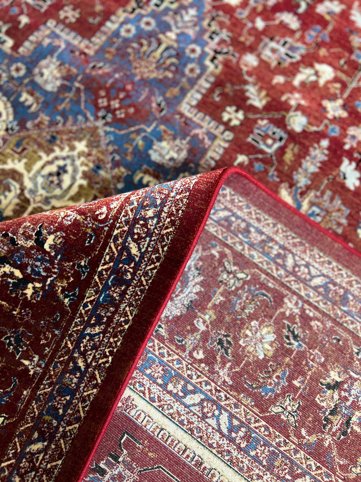 5x8 ft Red Bamboo Silk Rug, Turkish Traditional Carpet for Living Room
