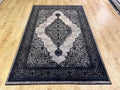 Black Bamboo Area Rug, Turkish Carpet, 5x8 ft