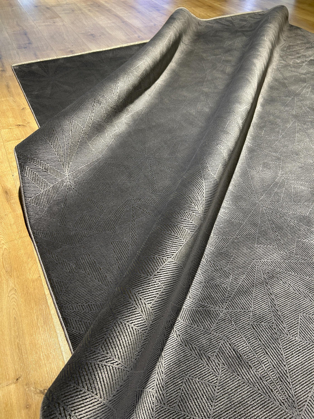 7x10 ft Dark Gray Bamboo Rug, Geometric Striped Modern Area Rug