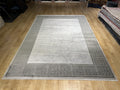 7x10 ft Gray Bamboo Rug, Bordered Minimalist Modern Rug