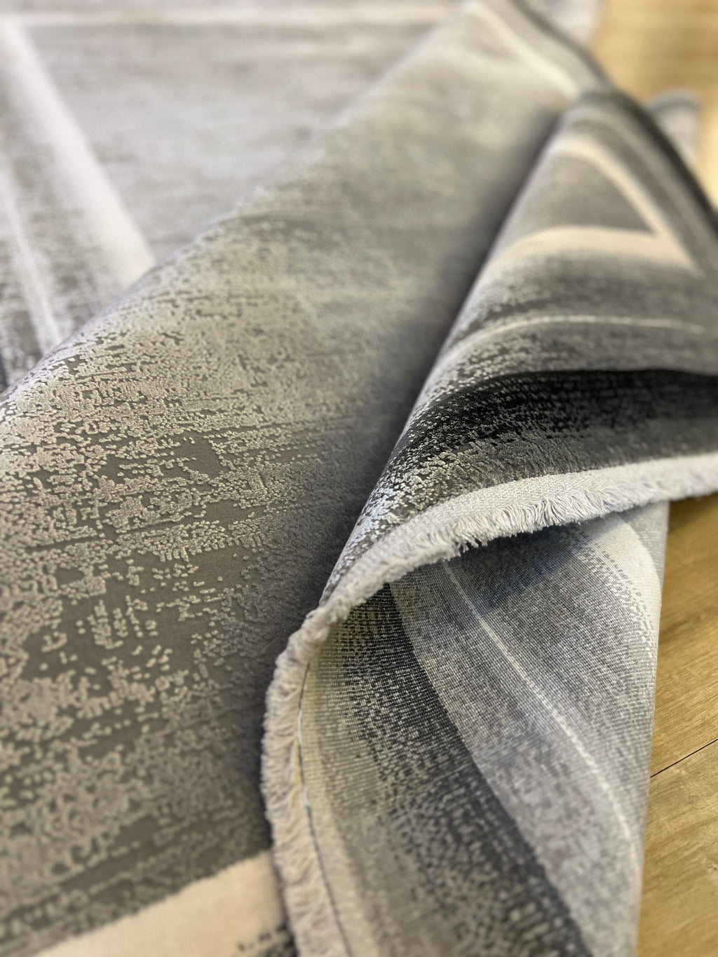 Gray Bamboo Rug, Bordered Modern Bamboo Carpet