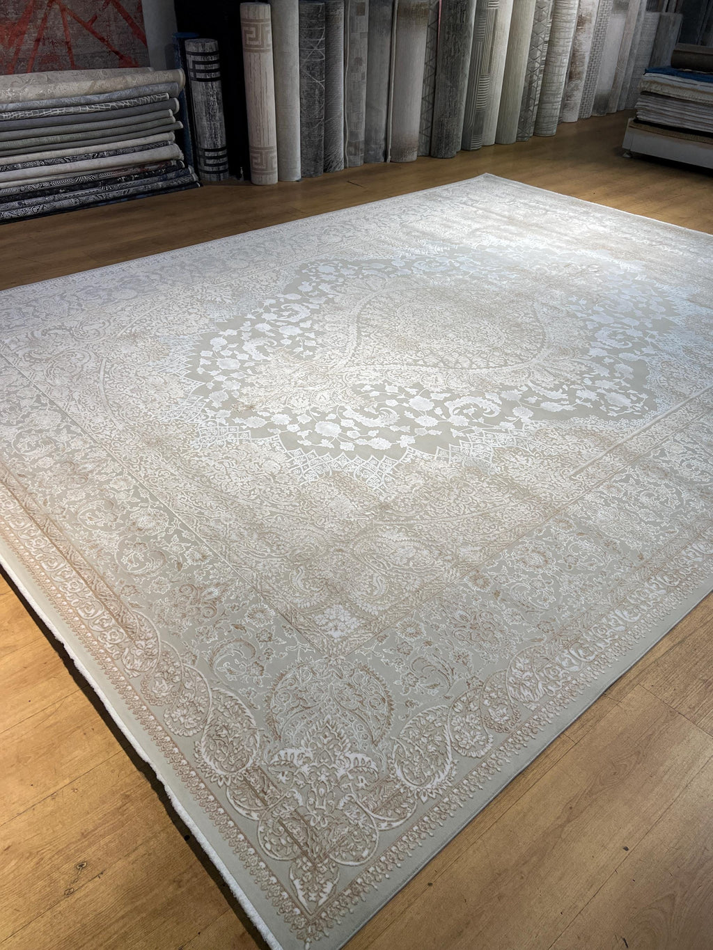10x13 ft Gold Beige Medallion Bamboo Classic Area Rug