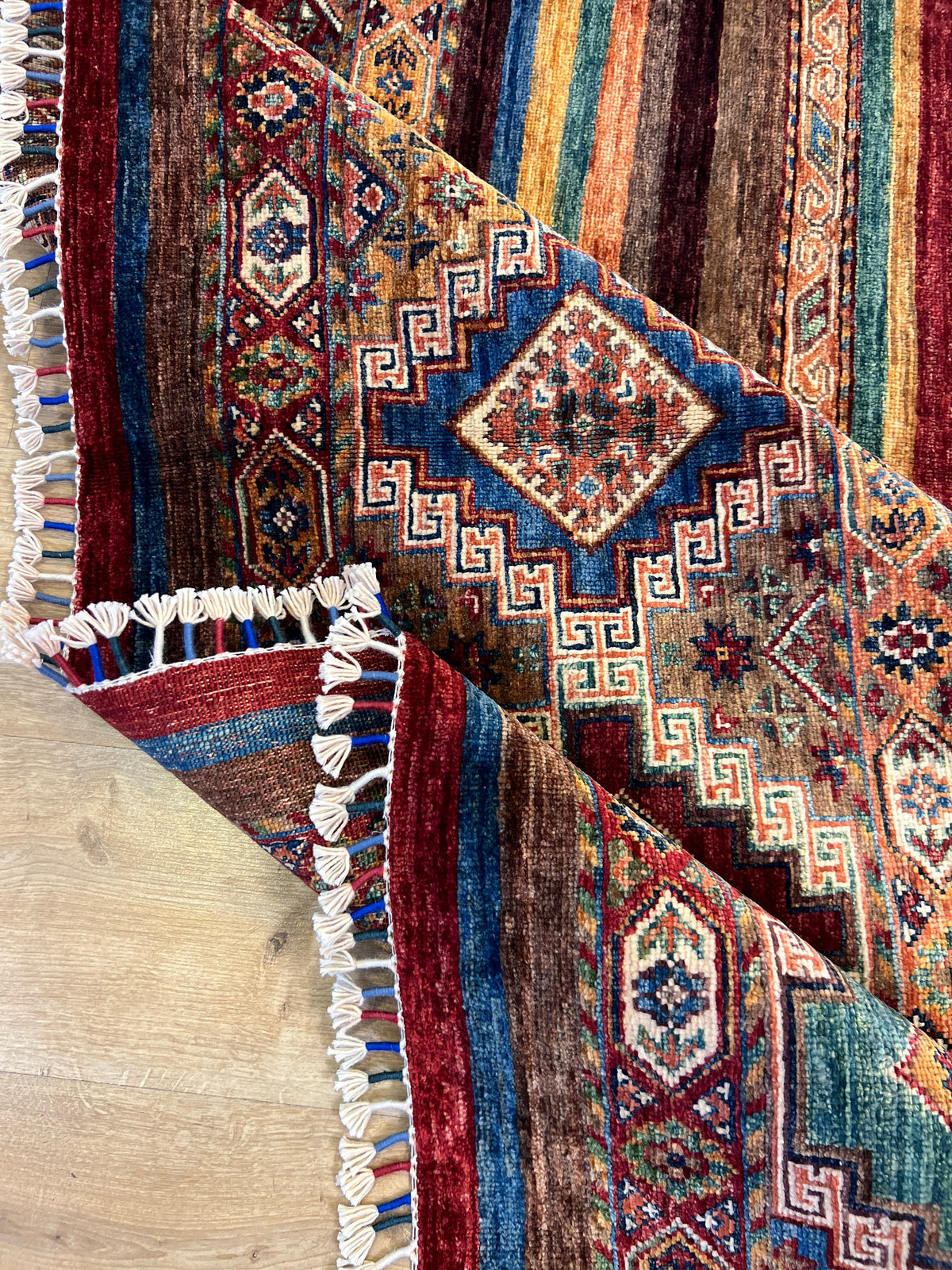 6x8 ft Colourful Ethnic Pattern Wool Rug, Traditional Anatolian Style Decor rug