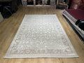 Beige Silk Rug, Classic Silk Carpet with Floral Pattern