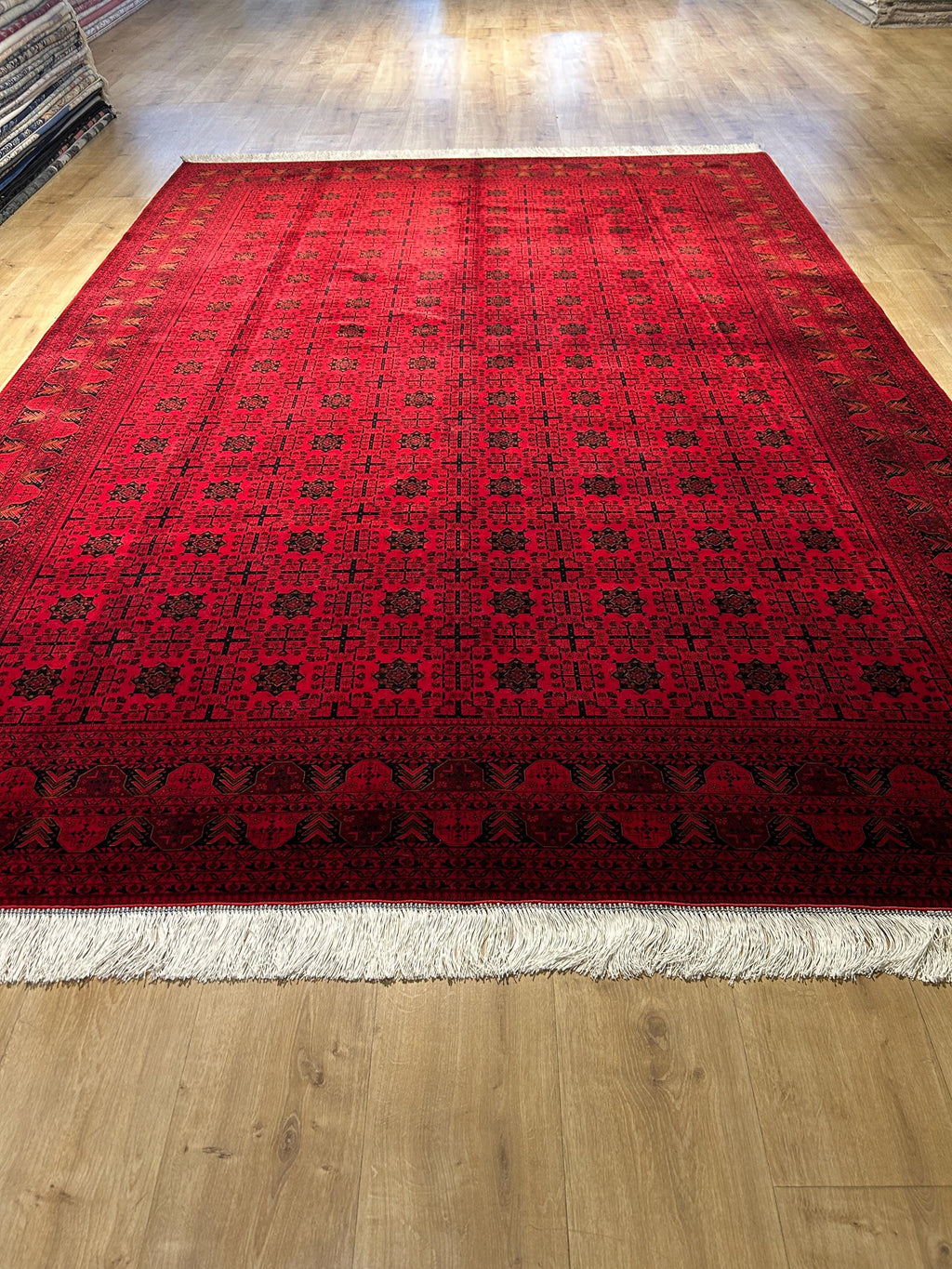 7x10 Ft Red Silk Rug, Ethnic Pattern Turkish Silk Carpet, Traditional Design