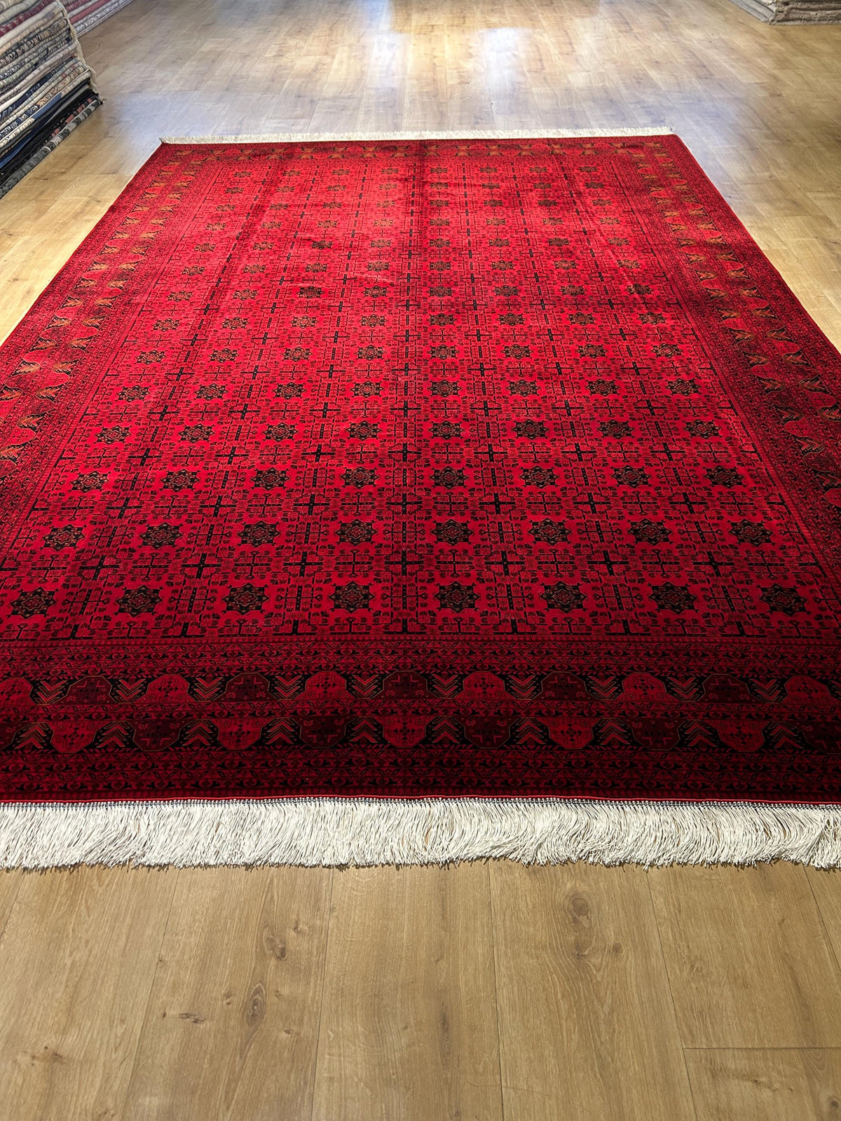 7x10 Ft Red Silk Rug, Ethnic Pattern Turkish Silk Carpet, Traditional Design