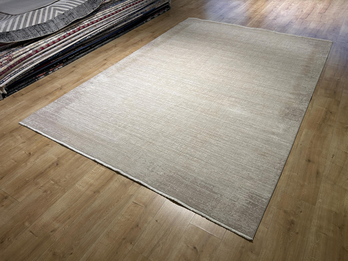 Beige Cream Bamboo Rug with Minimalist Modern Patterns
