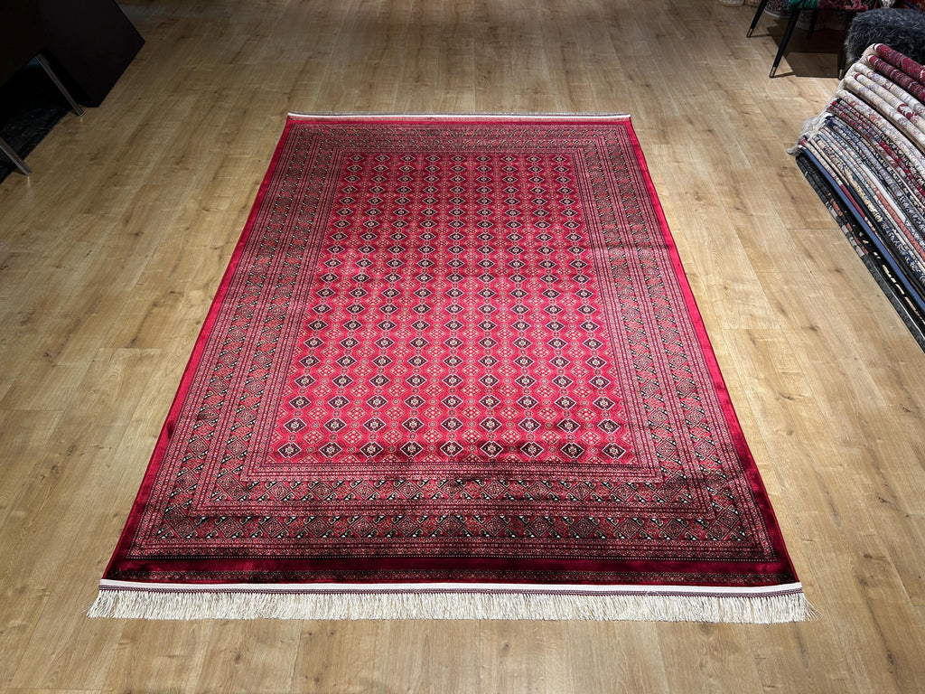 5x8 ft Red Silk Rug, Traditional Turkish Style Silk Carpet