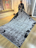 7x10 Ft Gray Traditional Ethnic Pattern Distressed Bamboo Rug