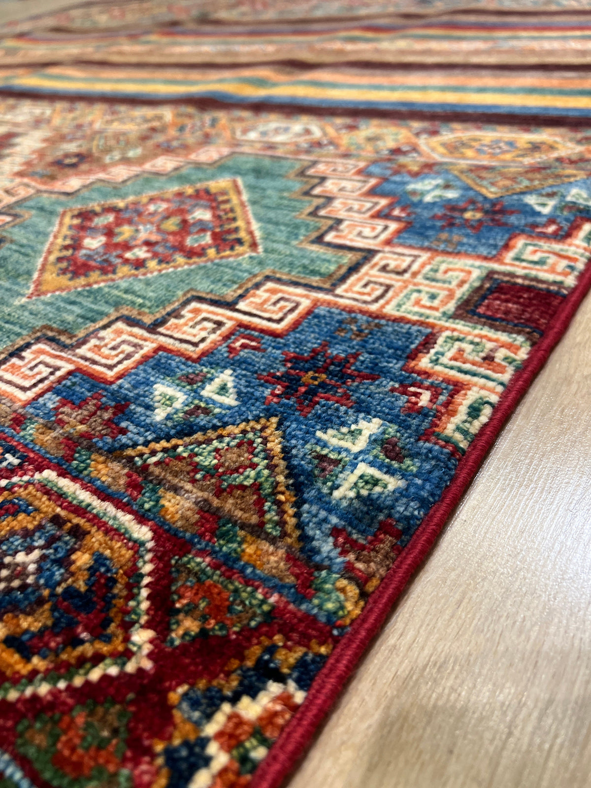 6x8 ft Colourful Ethnic Pattern Wool Rug, Traditional Anatolian Style Decor rug