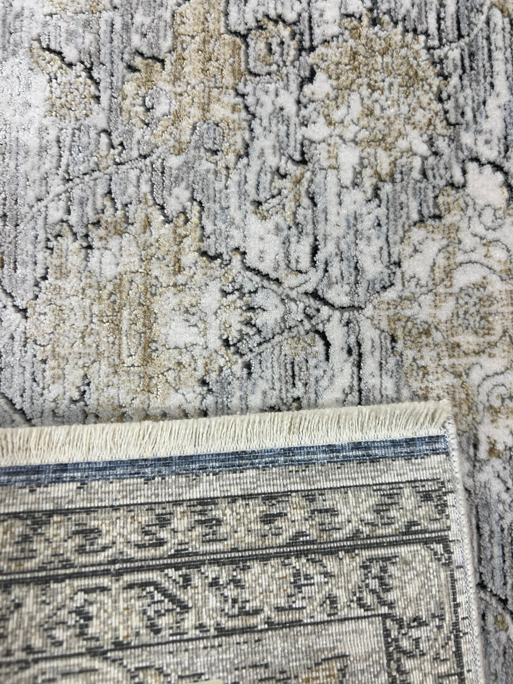 Gray Bamboo Rug, Turkish Floral Carpet, 5x8 ft