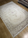 Beige Red Bamboo Rug, Classic Medallion Bamboo Carpet, Turkish Style Home Decor
