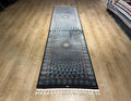 Blue Black Silk Runner Rug, Medallion Peacock Tail Design Rug, Traditional Carpet