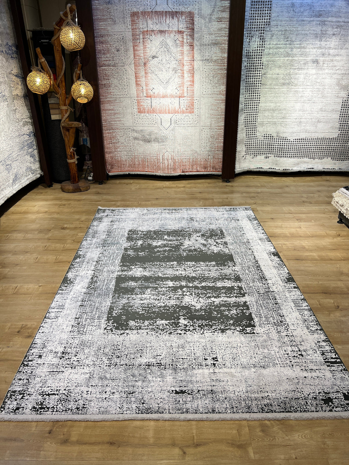 5x8 ft Gray Modern Abstract Bamboo Area Rug