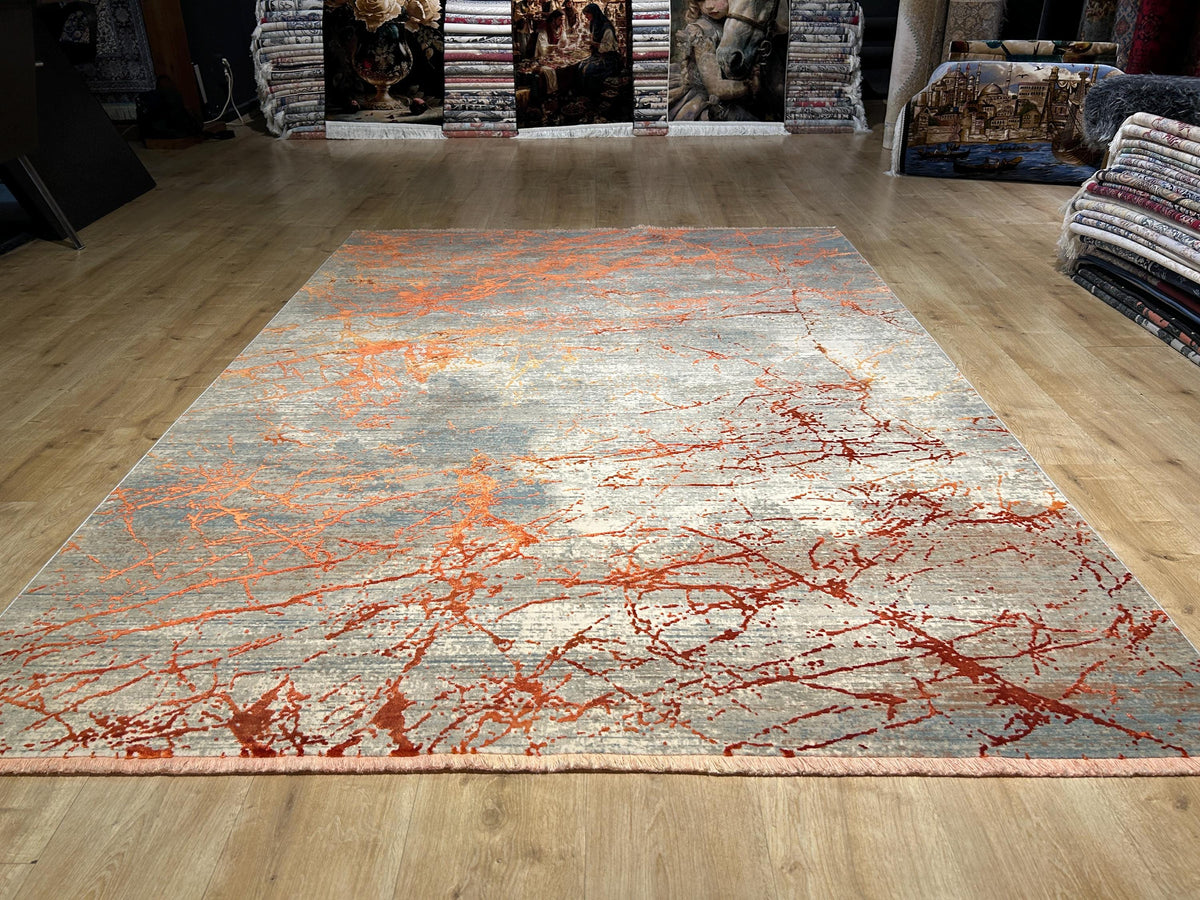 5x8 ft Gray Terracotta Color Bamboo Rug, Contemporary Abstract Home Decor
