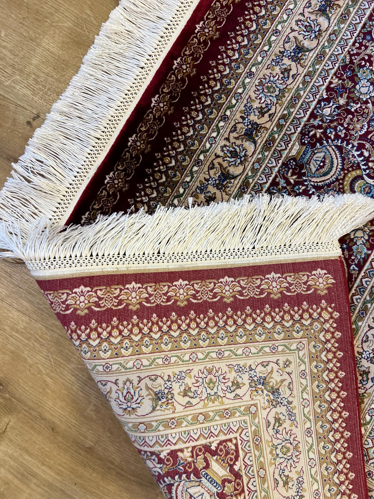 7x10 ft Red Modal Silk Rug, Ornate Medallion Floral Pattern, Luxury Turkish Large Carpet