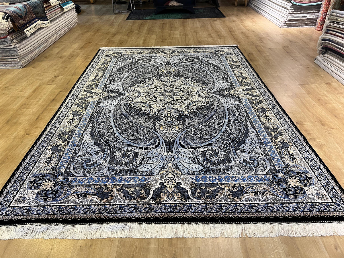 7x10 Modal Silk Rug, Ornate Medallion Pattern, Luxury Turkish Large Carpet
