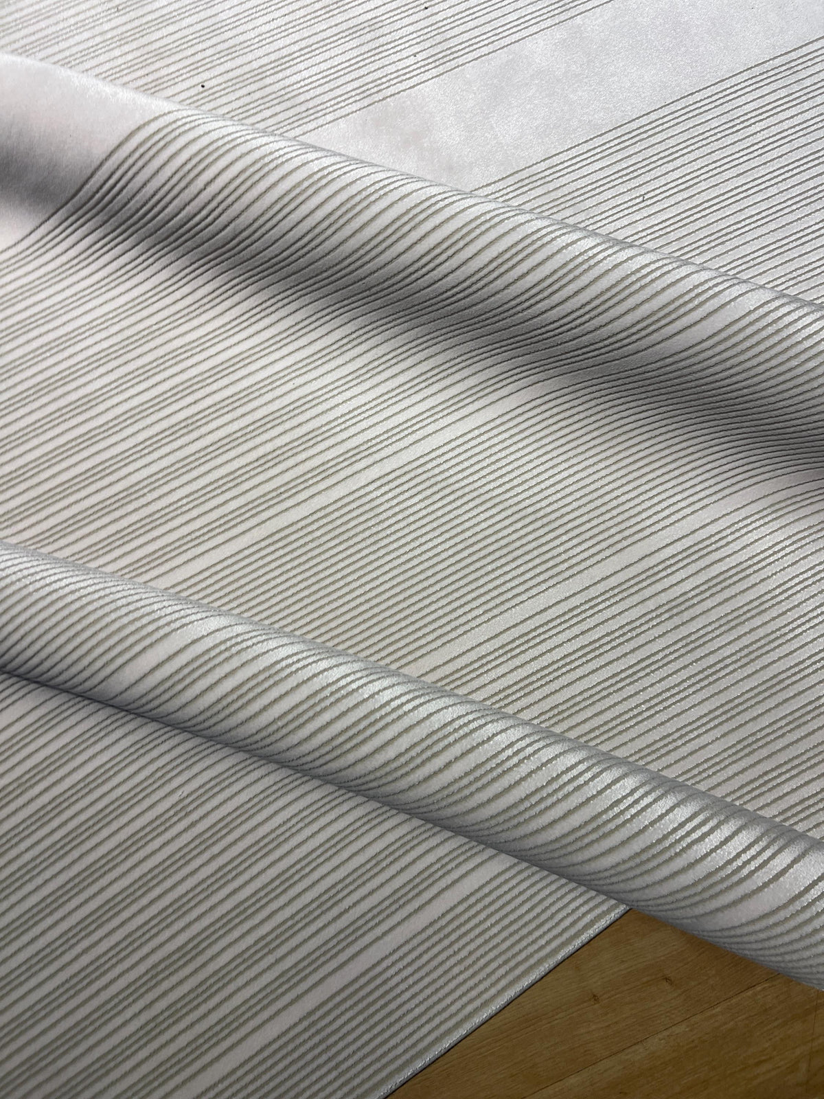 7x10 ft Ivory Cream Bamboo Rug, Striped Modern Bamboo Carpet