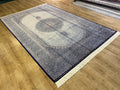 Gray Blue Turkish Silk Rug 7x10 ft, Oushak Style