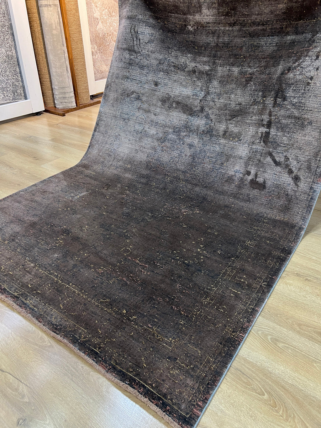 Brown Bamboo Area Rug, Modern Home Decor, 5x8 ft