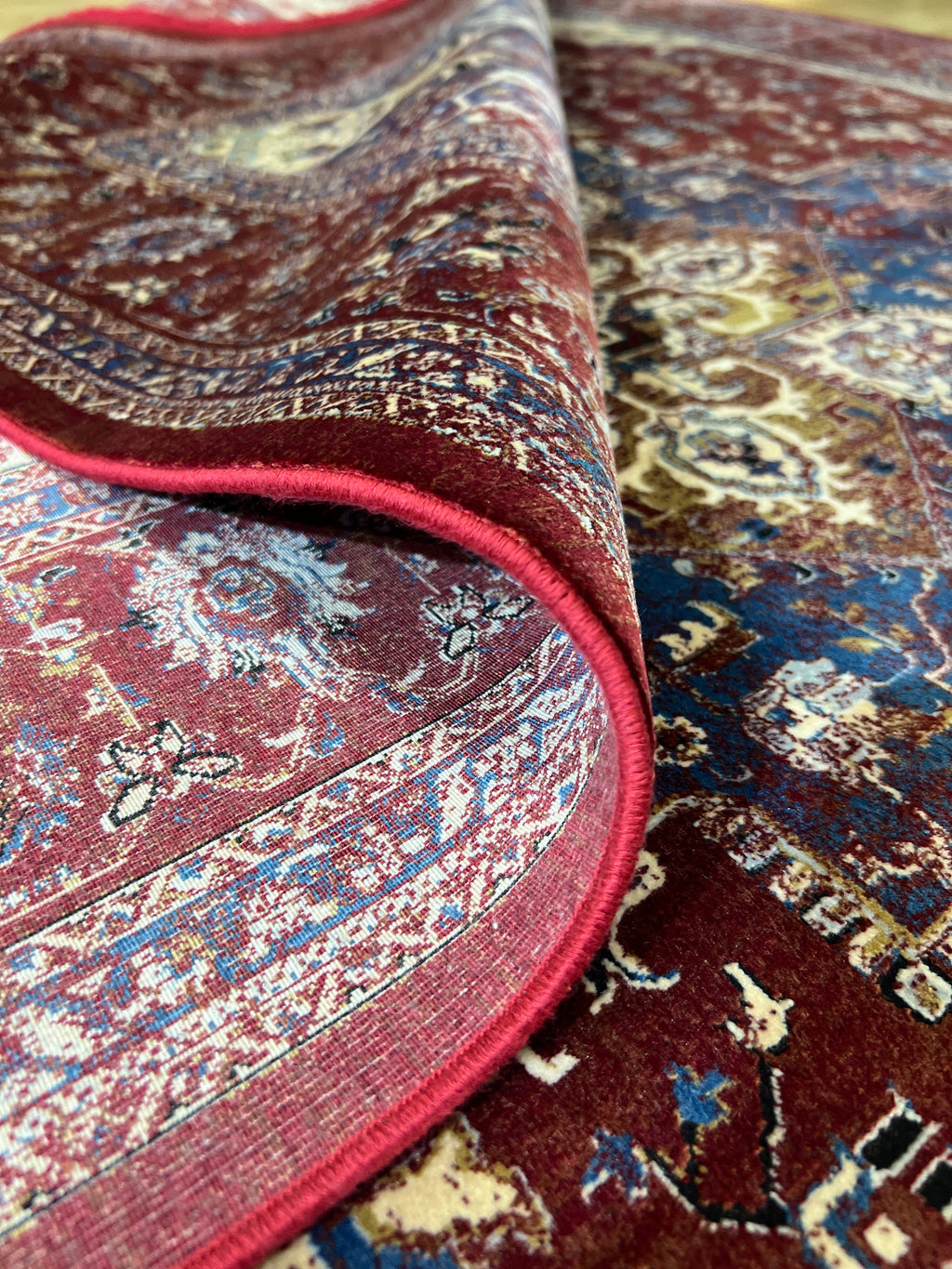 5x8 ft Red Bamboo Silk Rug, Turkish Traditional Carpet for Living Room