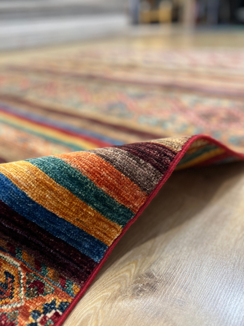 6x8 ft Colourful Ethnic Pattern Wool Rug, Traditional Anatolian Style Decor rug