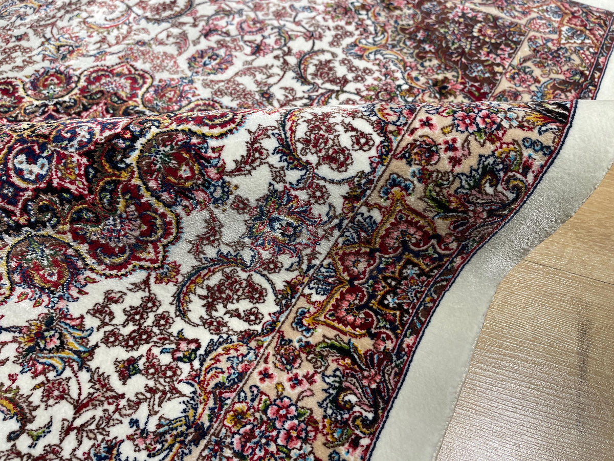 Cream Small Silk Rug, Ornate Medallion Silk Carpet, Luxury Home Decor