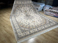 8x10ft Beige Floral Silk Rug, Classic Medallion Oriental Area Rug, Living Room Carpet