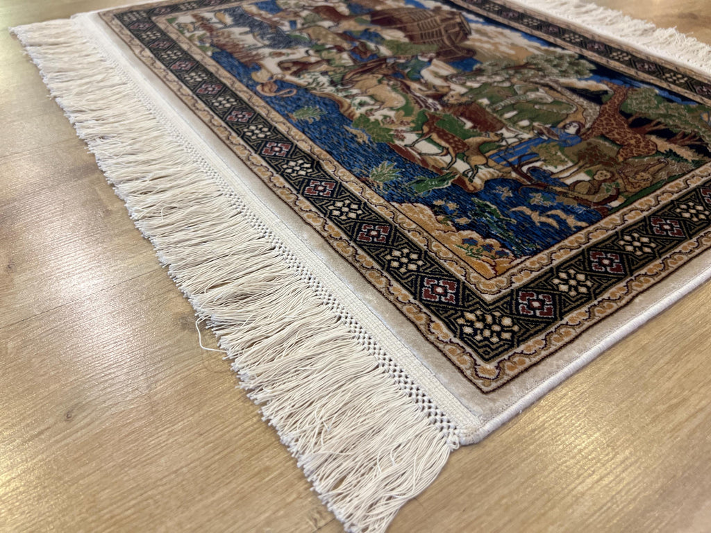 Modal Silk Table Mat, Noah's Ark Tapestry, Small Decorative Rug