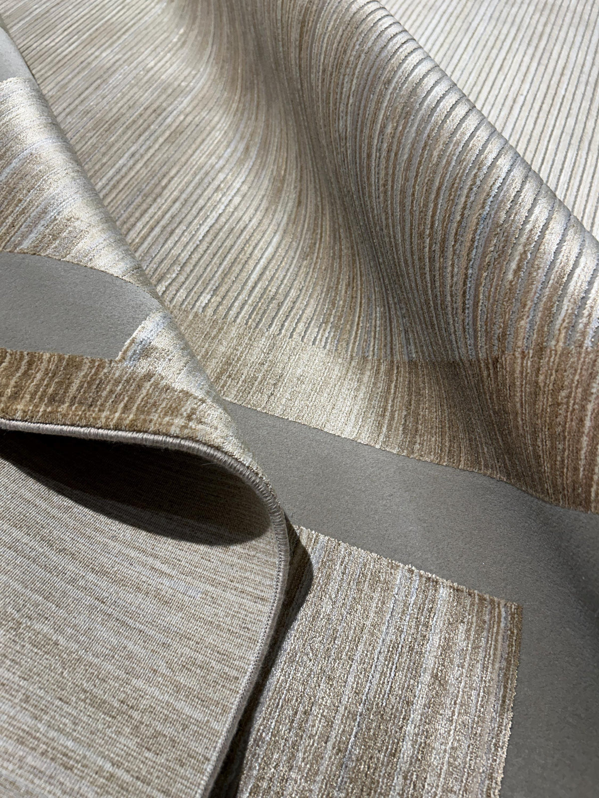 10x13 ft Beige Gray Bamboo Rug, Bordered Modern Rug