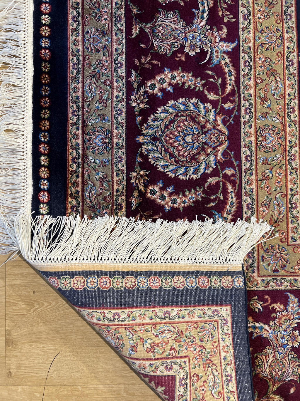 Dark Blue Silk Palace Rug, Turkish Oushak Style, 8x11 ft