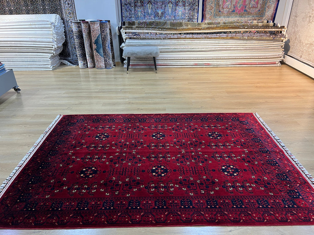 Oushak Pattern Red Rug, Nostalgia Design (5x8)